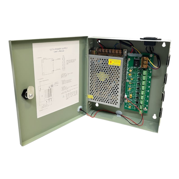 CCTV-Power-Supply-12VDC-8.3A-9-way-Fused-with-LED